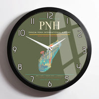Thumbnail for Phnom Penh International Airport (PNH) design on green army framed wall clock