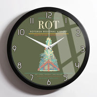 Thumbnail for Rotorua Regional Airport (ROT) design on green army framed wall clock
