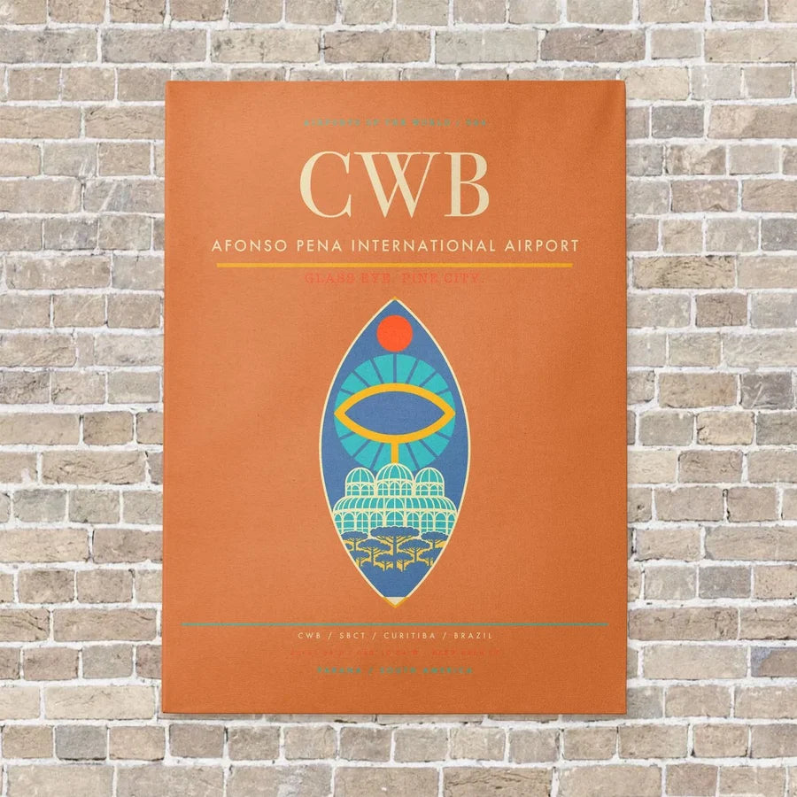 Afonso Pena International Airport CWB vertical canvas print - no frame - orange background