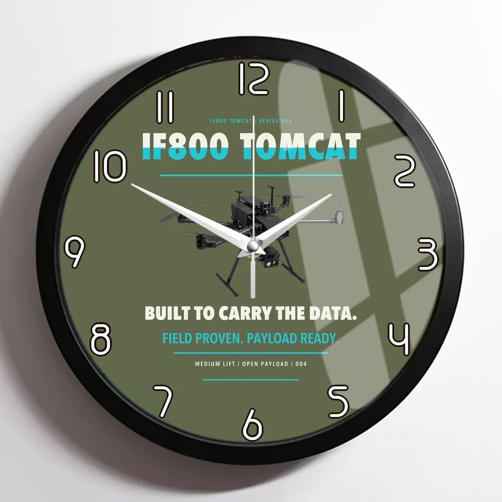 Inspired Flight IF800 Tomcat design on green army framed wall clock