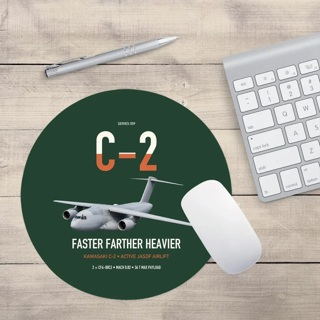 Kawasaki C-2 design on dark green round mouse pad