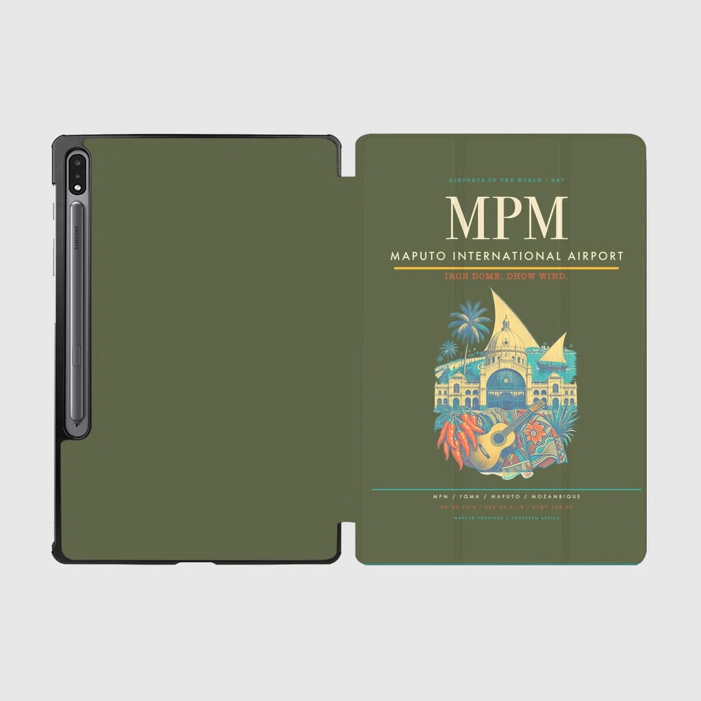 Maputo International Airport (MPM) design on green army samsung tablet tablet case