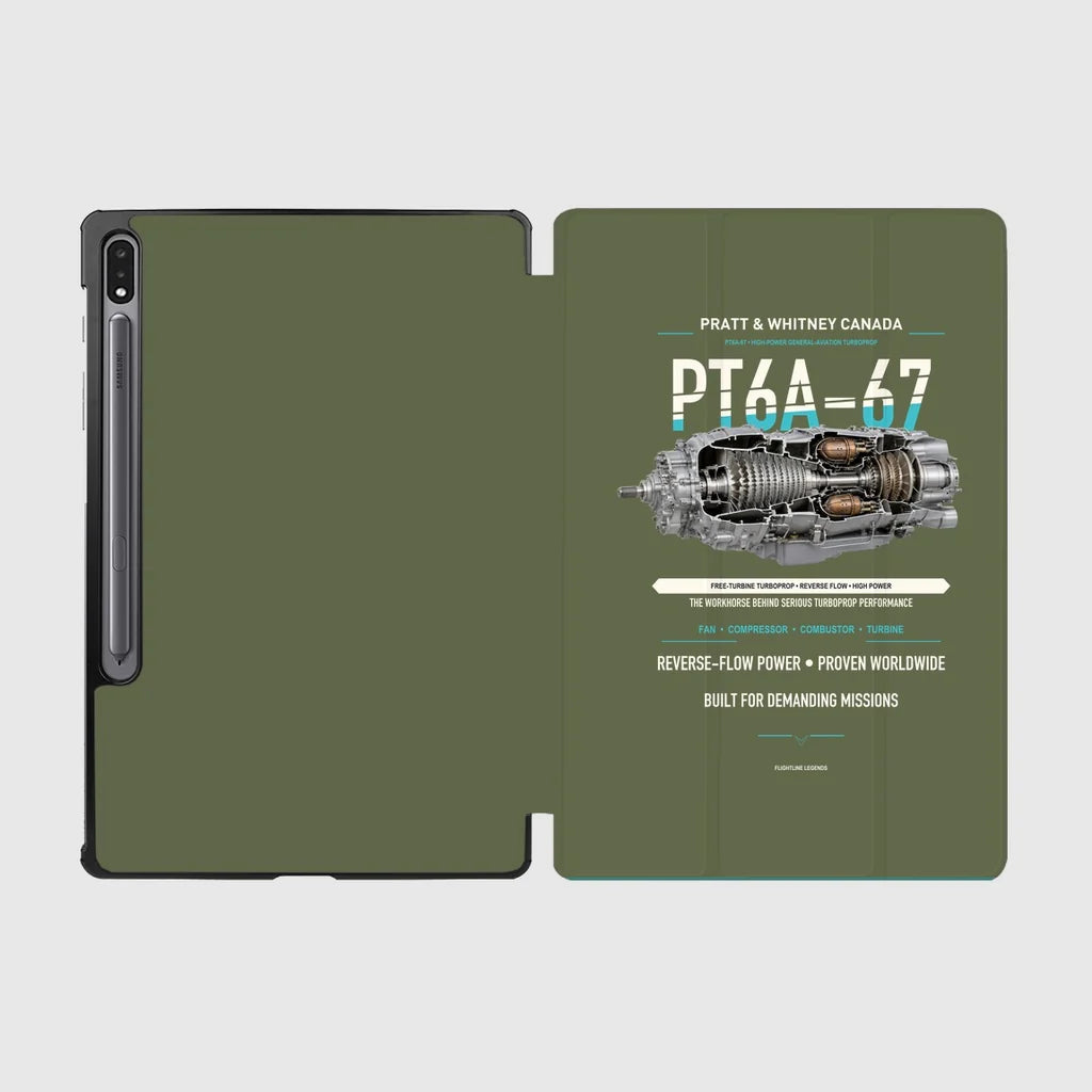 PT6A-67 design on green army samsung tablet tablet case