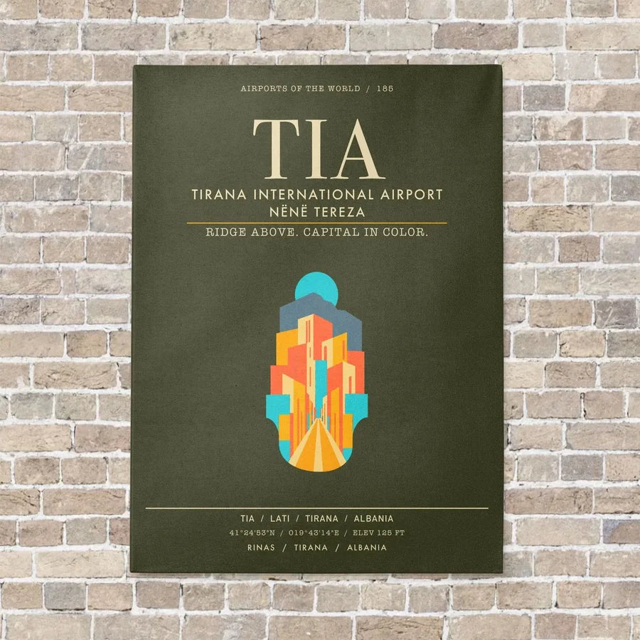 Tirana International Airport Nene Tereza TIA - Canvas Framed - Green Army