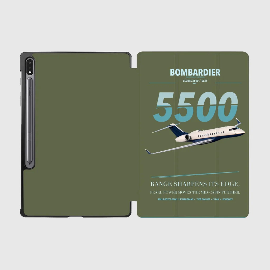 Bombardier Global 5500 design on green army samsung tablet tablet case