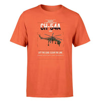 Thumbnail for Sikorsky CH-54A Tarhe design on orange t-shirt, single-side print