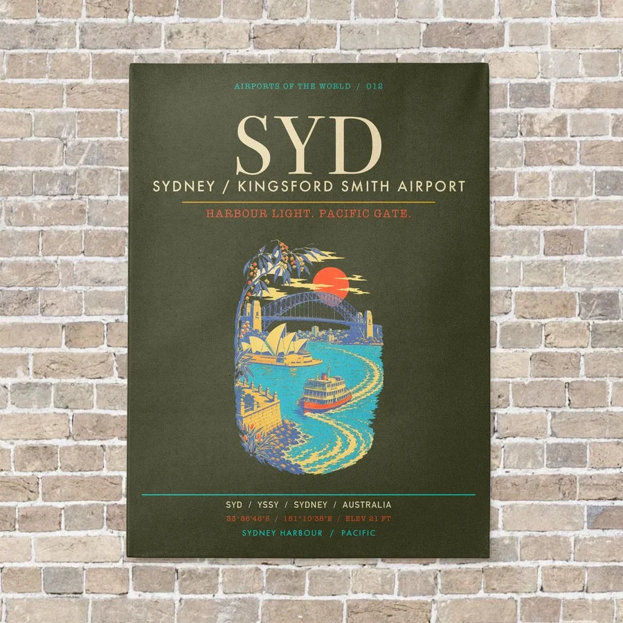 Sydney Kingsford Smith Airport SYD - Canvas Framed - Green Army