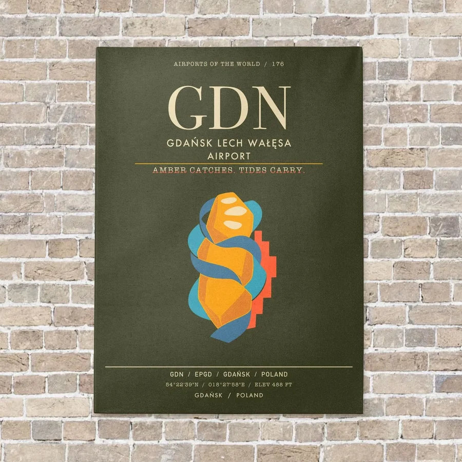 Gdansk Lech Waesa Airport GDN - Canvas Framed - Green Army