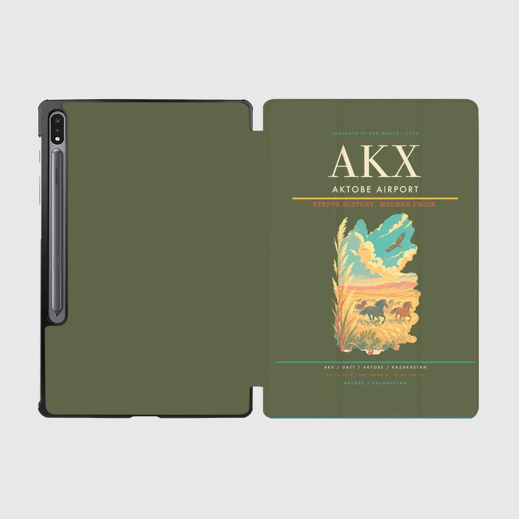 Aktobe Airport (AKX) design on green army samsung tablet tablet case