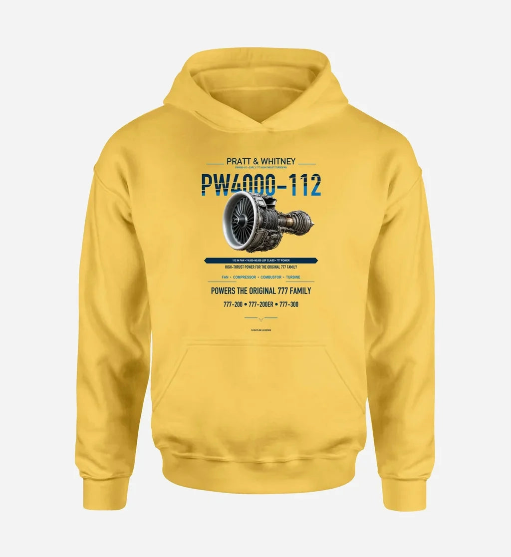 PW4000-112 design on yellow hoodie single side