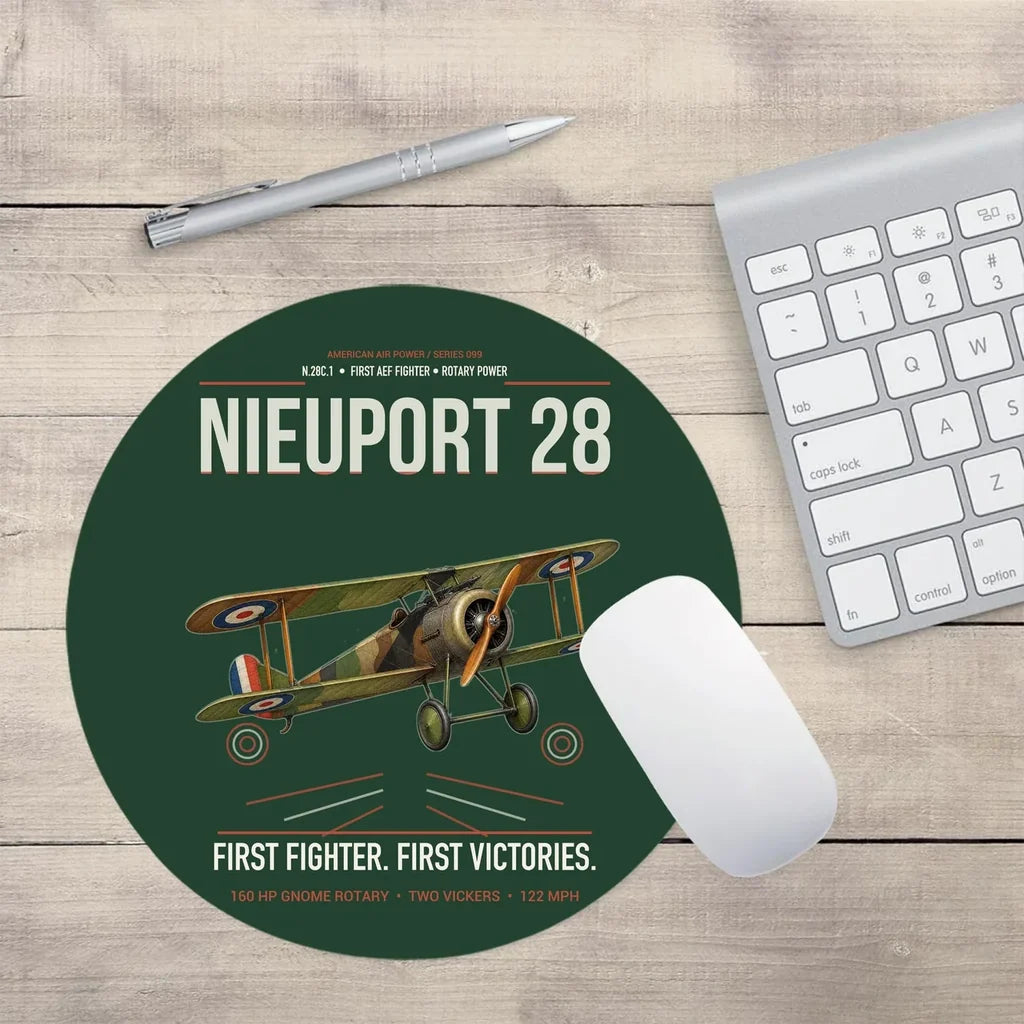 Nieuport 28C.1 design on dark green round mouse pad