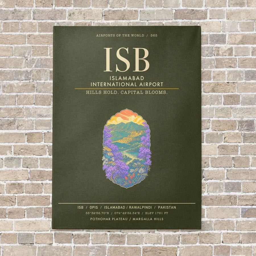 Islamabad International Airport ISB - Canvas Framed - Green Army