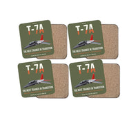 Thumbnail for T-7A Red Hawk design on green army 4 pieces set coaster
