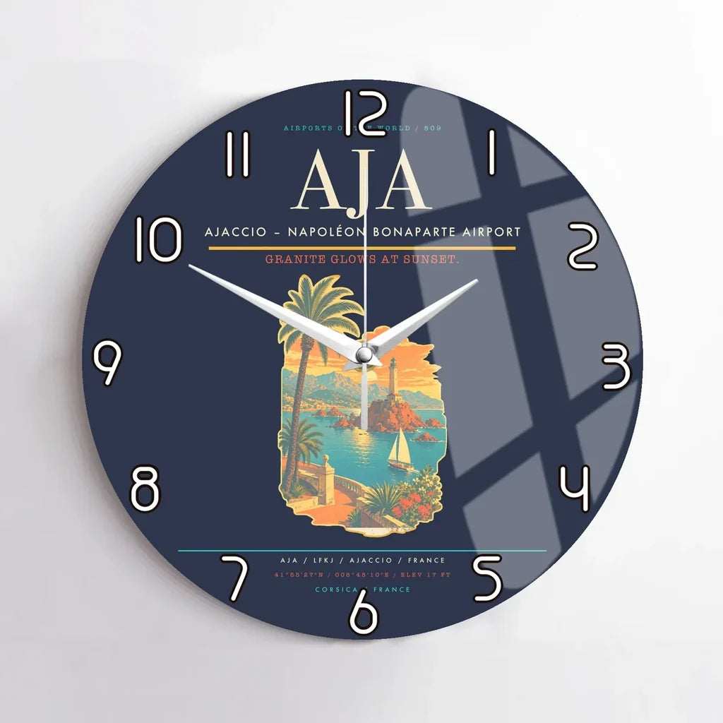 Ajaccio  Napoleon Bonaparte Airport AJA Wall-Clock No-Frame - Navy Blue