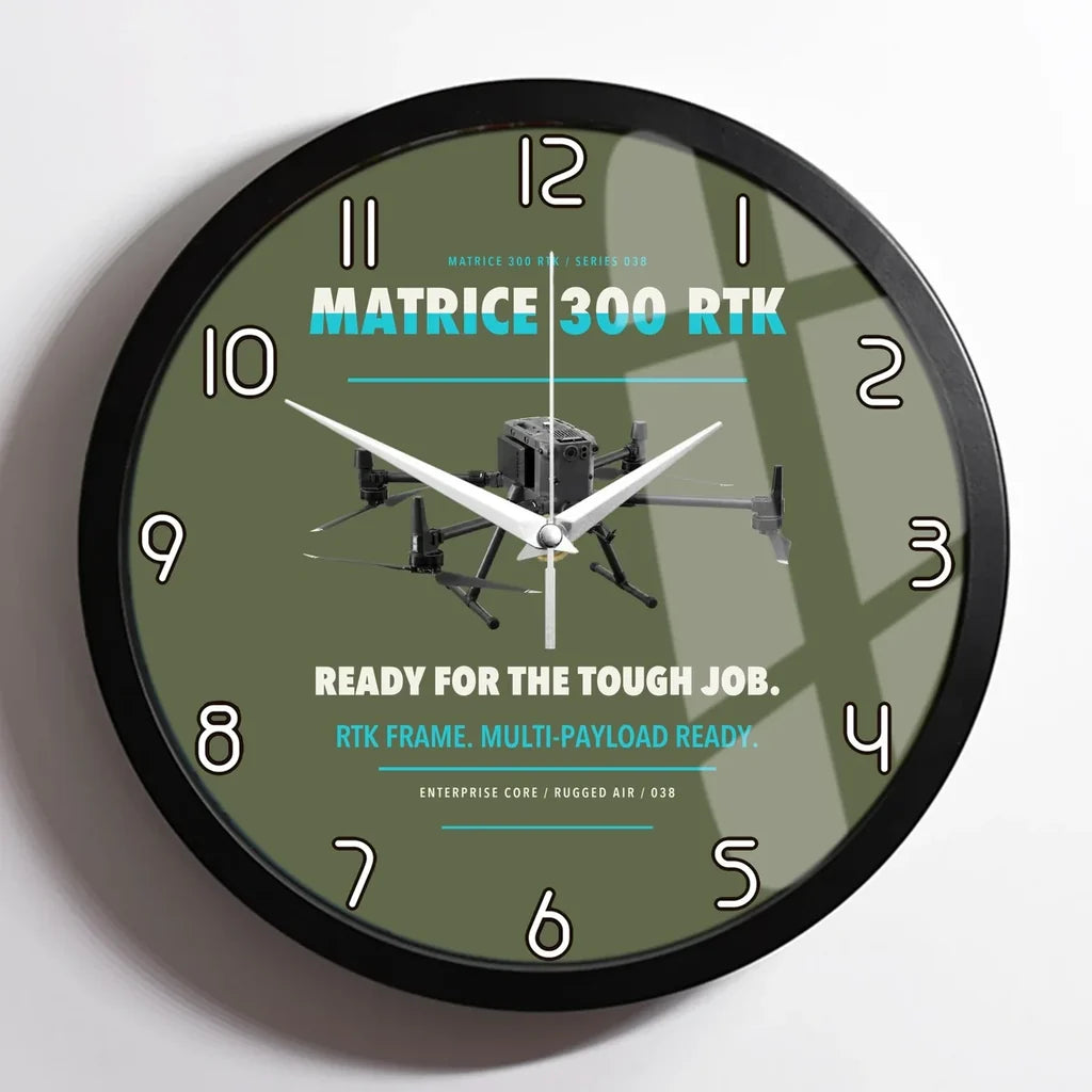 DJI Matrice 300 RTK design on green army framed wall clock
