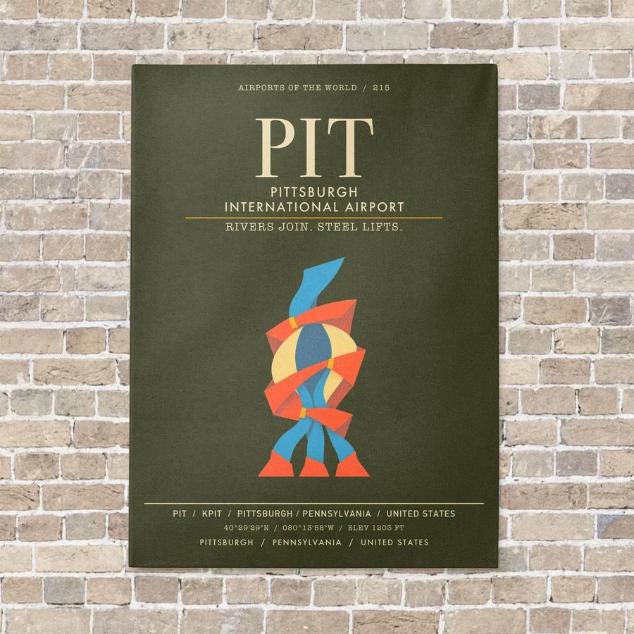 Pittsburgh International Airport PIT - Canvas Framed - Green Army