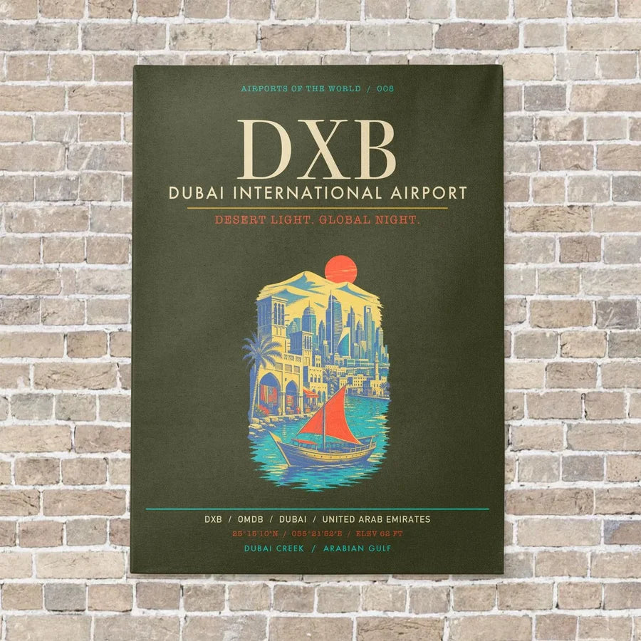 Dubai International Airport DXB - Canvas Framed - Green Army