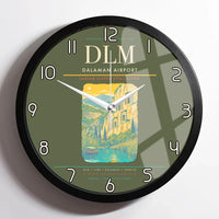 Thumbnail for Dalaman Airport (DLM) design on green army framed wall clock