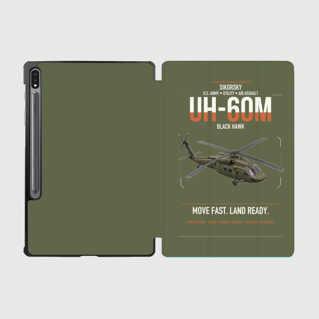 Sikorsky UH-60M Black Hawk design on green army samsung tablet tablet case