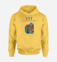 Thumbnail for Exeter International Airport (EXT) design on yellow hoodie single-side print