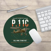 Thumbnail for PZL P.11c design on dark green round mouse pad