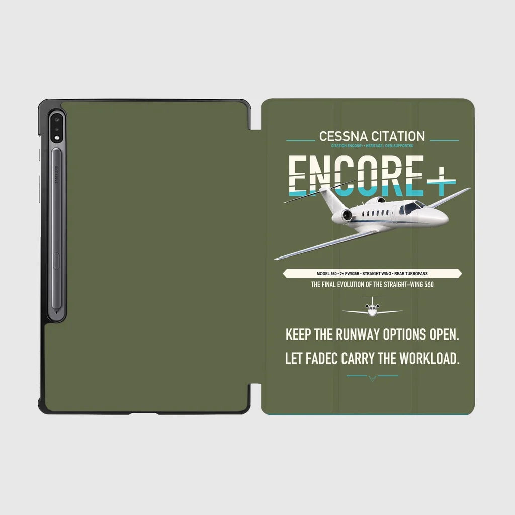 Cessna Citation Encore+ design on green army samsung tablet tablet case