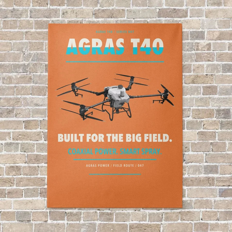 DJI Agras T40 vertical canvas print - no frame - orange background