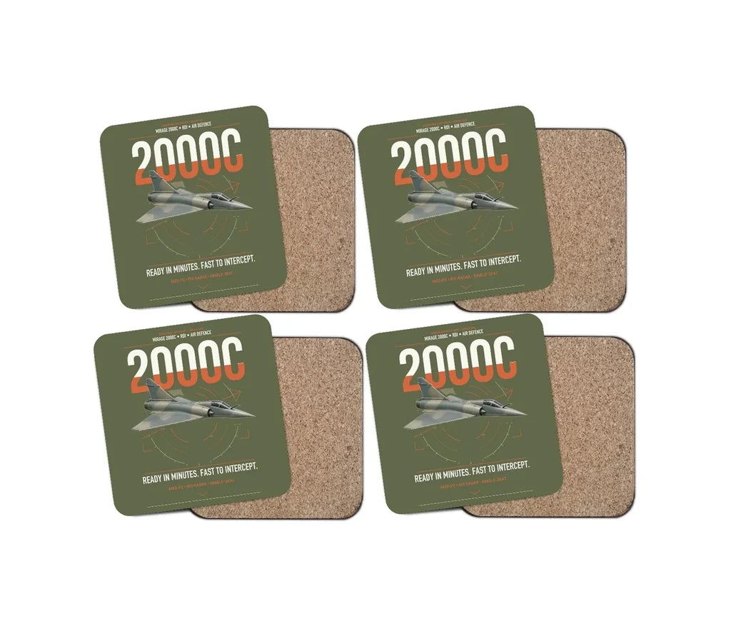 Dassault Mirage 2000C RDI design on green army 4 pieces set coaster