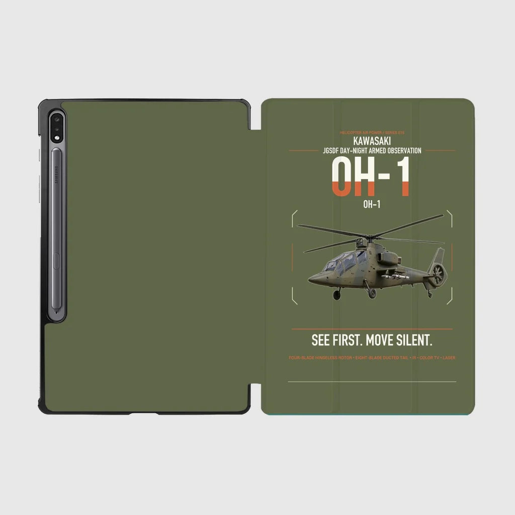 Kawasaki OH-1 design on green army samsung tablet tablet case