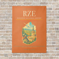 Thumbnail for Rzeszów-Jasionka Airport RZE vertical canvas print - no frame - orange background