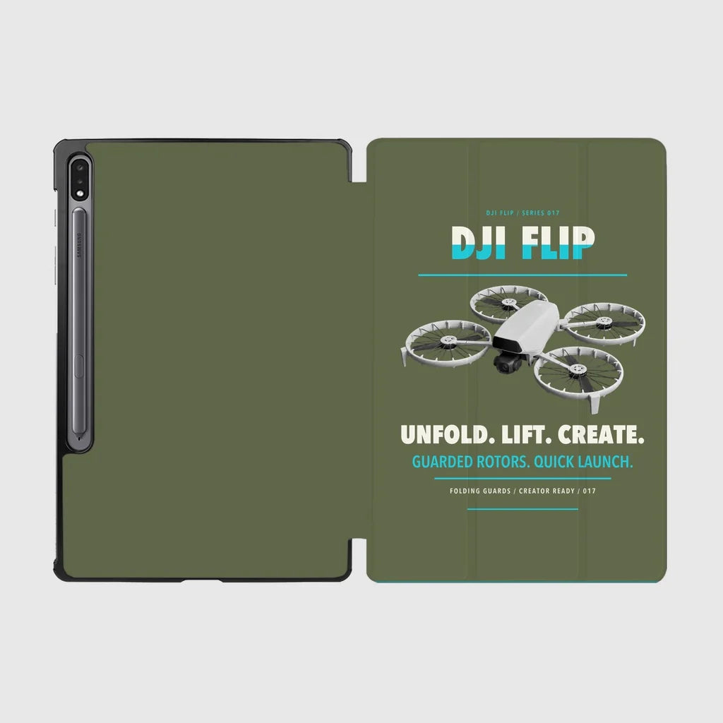DJI Flip design on green army samsung tablet tablet case