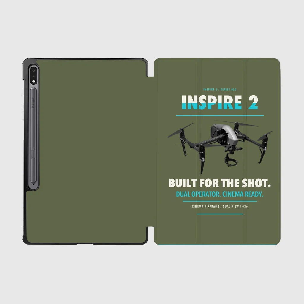 DJI Inspire 2 design on green army samsung tablet tablet case