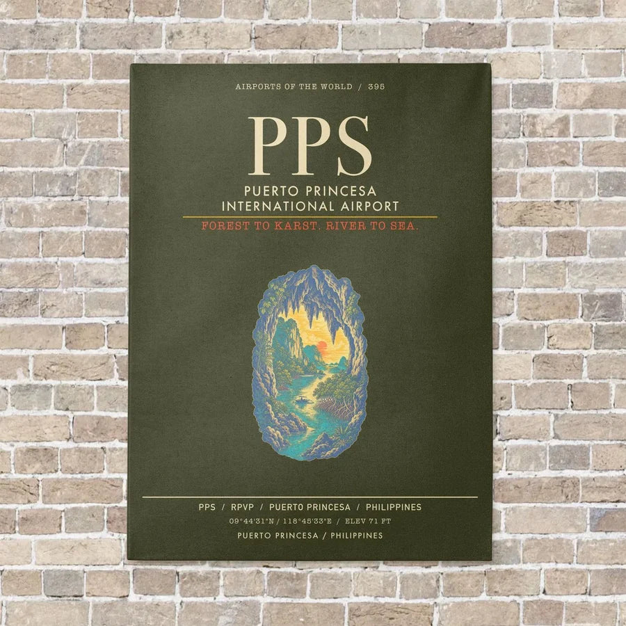 Puerto Princesa International Airport PPS - Canvas Framed - Green Army