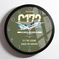 Thumbnail for Cessna 172 Skyhawk design on green army framed wall clock