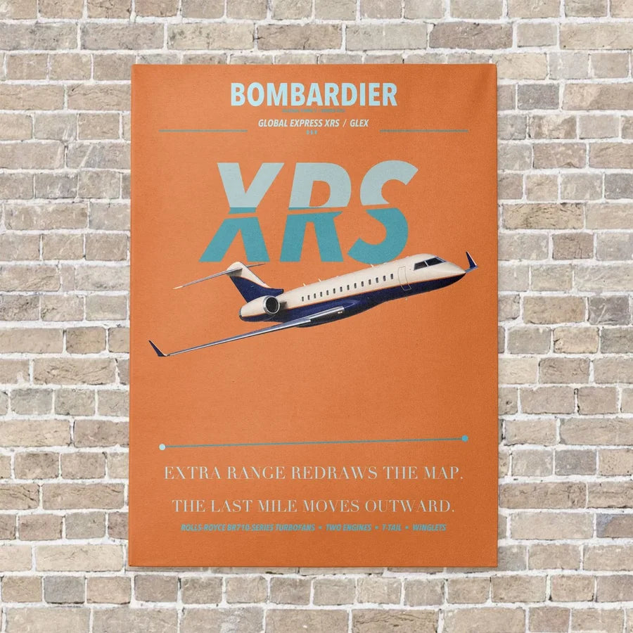 Bombardier Global Express XRS vertical canvas print - no frame - orange background