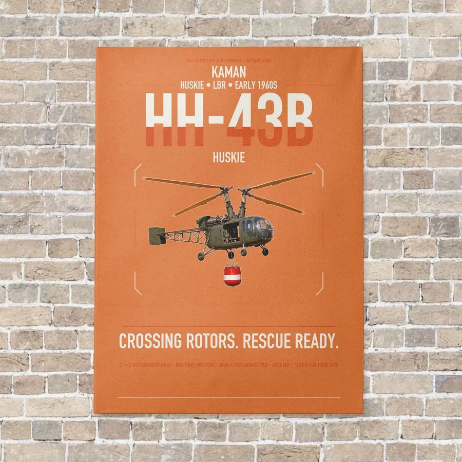 Kaman HH-43B Huskie vertical canvas print - no frame - orange background