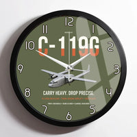 Thumbnail for C-119G Flying Boxcar design on green army framed wall clock