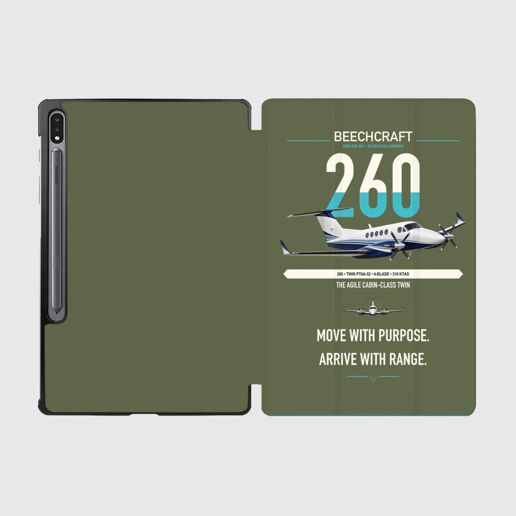 Beechcraft King Air 260 design on green army samsung tablet tablet case