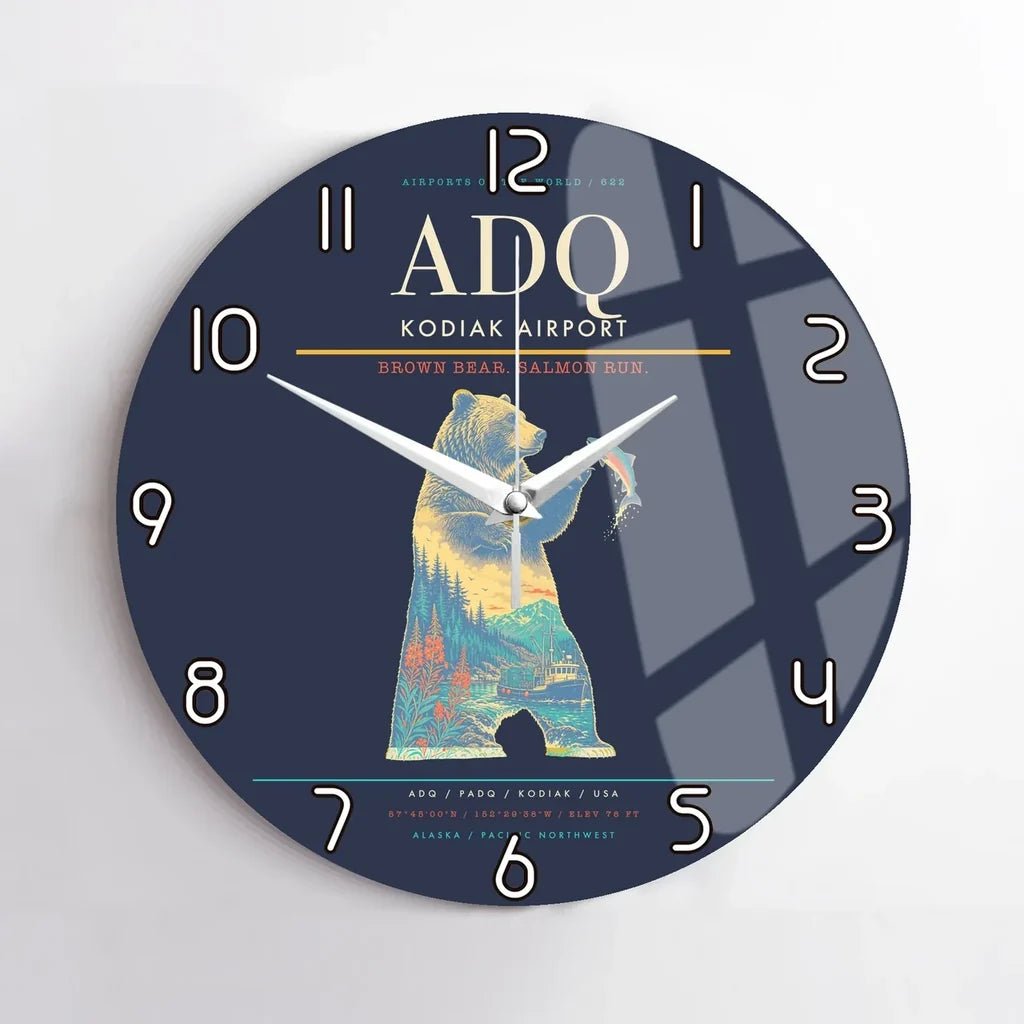 Kodiak Airport ADQ Wall-Clock No-Frame - Navy Blue