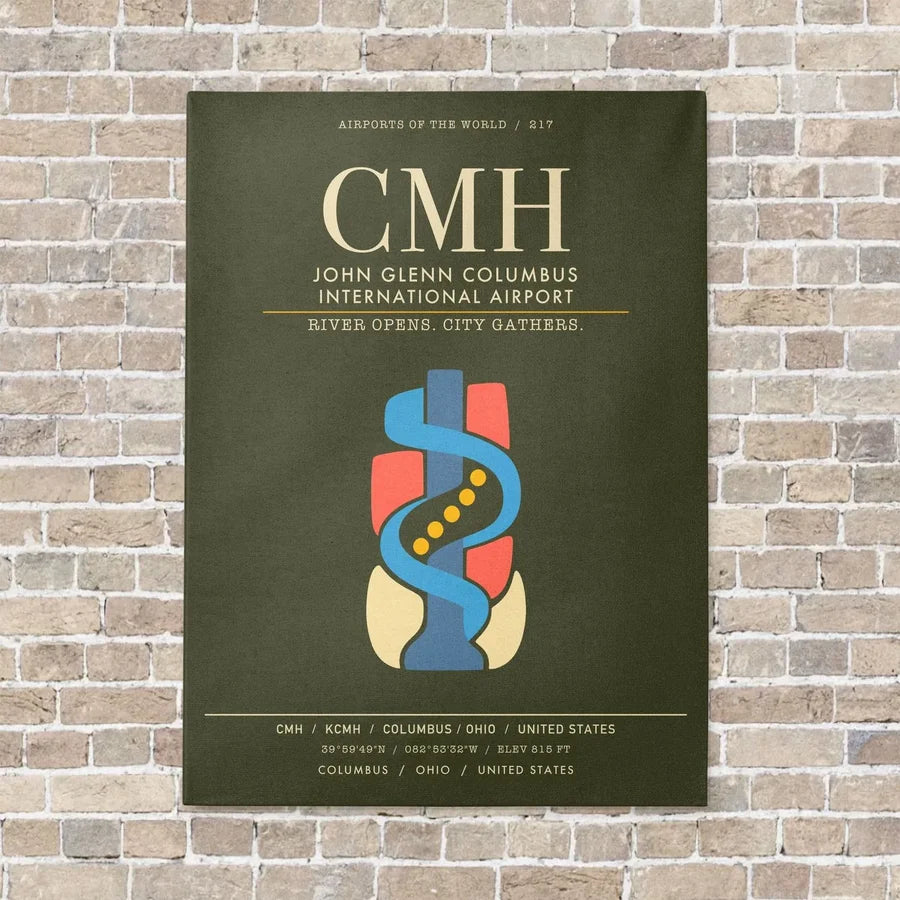 John Glenn Columbus International Airport CMH - Canvas Framed - Green Army