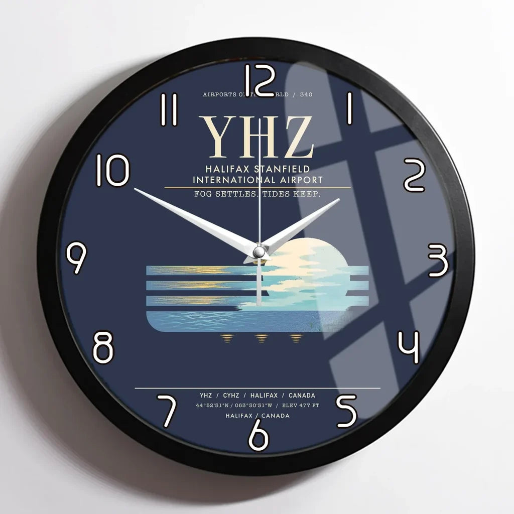 Halifax Stanfield International Airport YHZ Wall-Clock Framed - Navy Blue