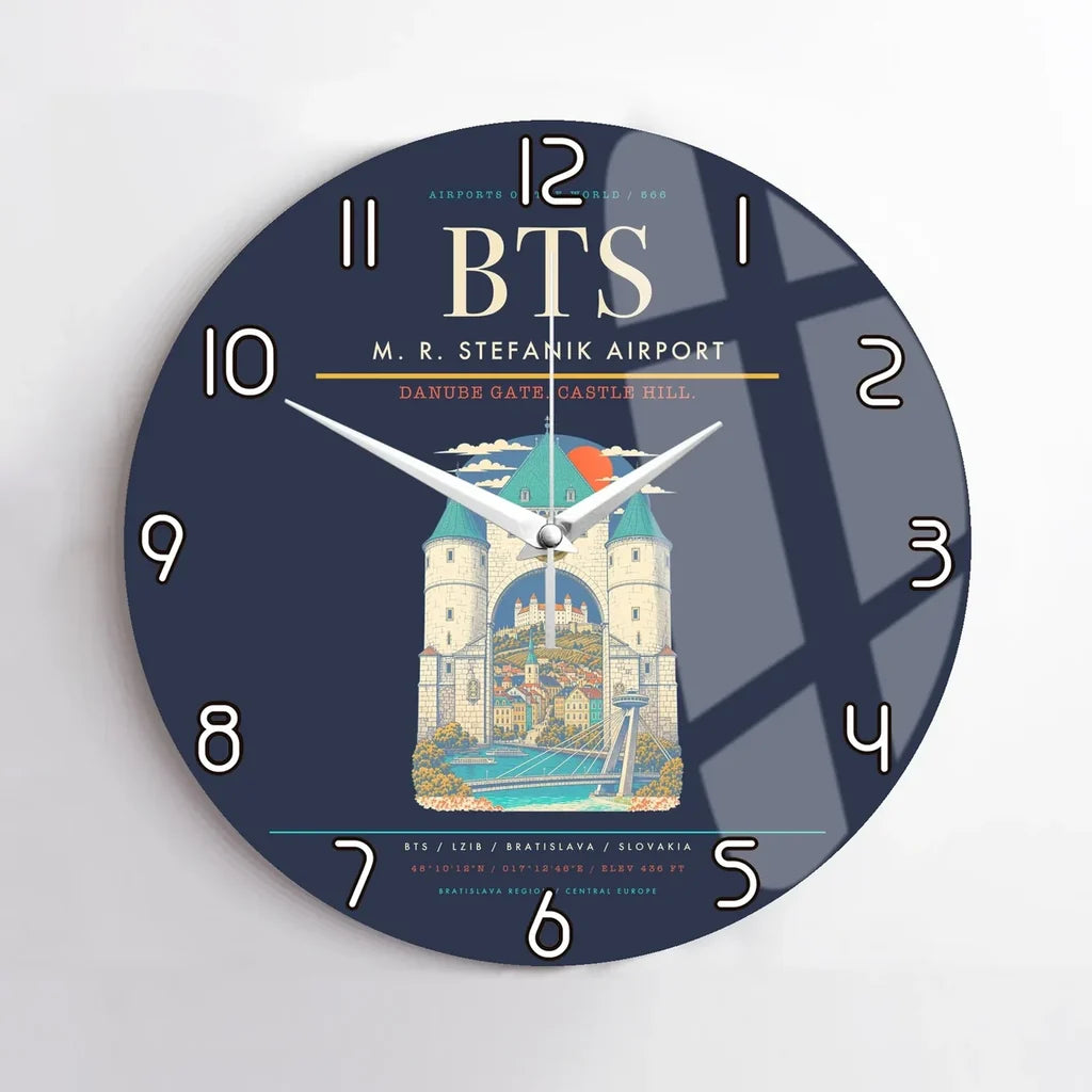 M. R. Stefanik Airport BTS Wall-Clock No-Frame - Navy Blue