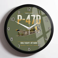 Thumbnail for P-47D Thunderbolt Razorback design on green army framed wall clock