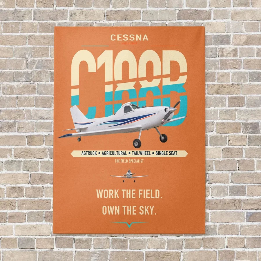 Cessna A188B AgTruck vertical canvas print - no frame - orange background