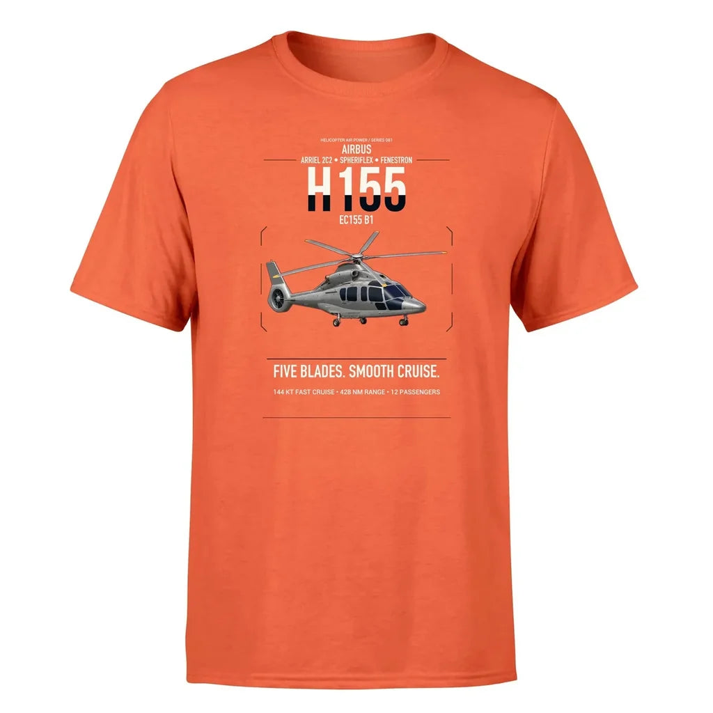Airbus H155 EC155 B1 design on orange t-shirt, single-side print