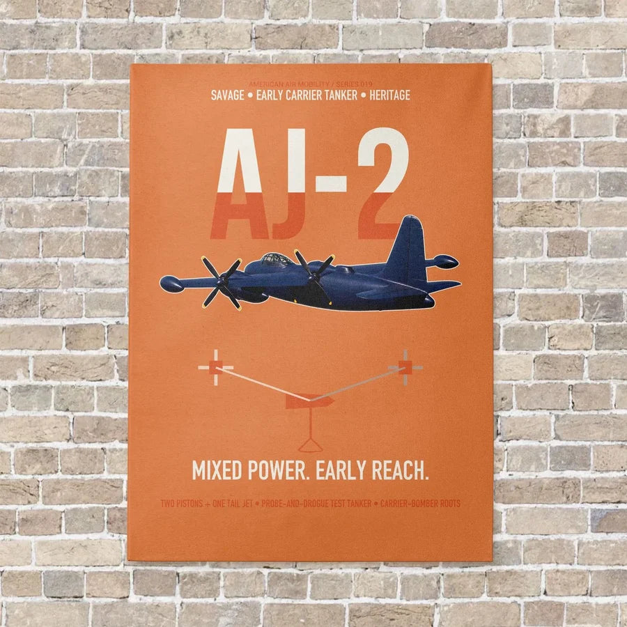 AJ-2 Savage Tanker vertical canvas print - no frame - orange background