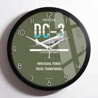 Thumbnail for Douglas DC-3 design on green army framed wall clock