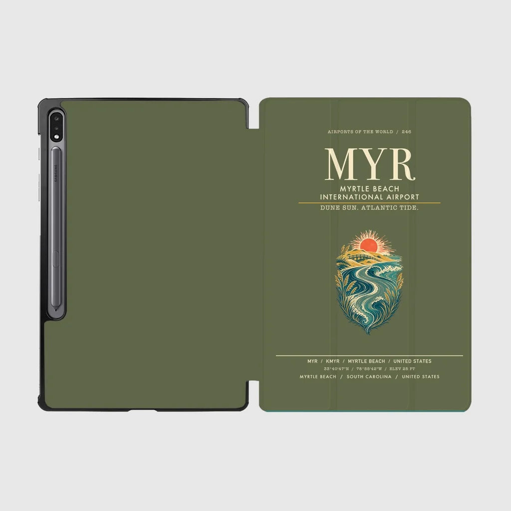 Myrtle Beach International Airport (MYR) design on green army samsung tablet tablet case