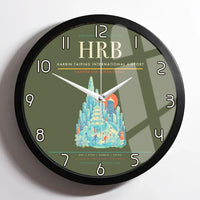 Thumbnail for Harbin Taiping International Airport (HRB) design on green army framed wall clock