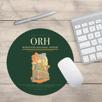 Thumbnail for Worcester Regional Airport (ORH) design on dark green round mouse pad